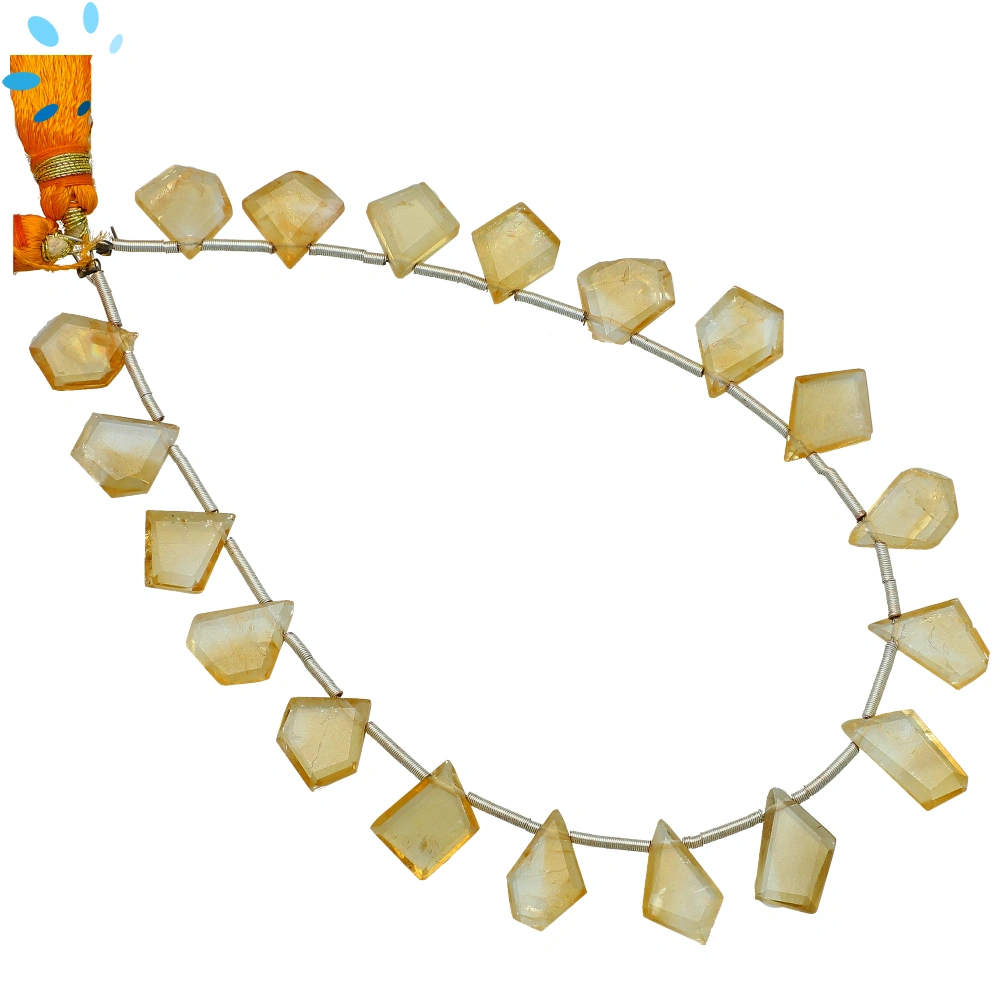 Citrine Faceted Slice Top Drilled Beads 10x8mm - 8 Inch Strand