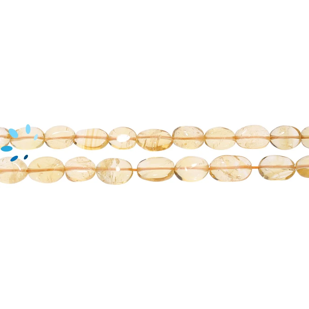 Citrine Smooth Oval Top to Bottom Drilled Beads 9x6mm - 14 Inch Strand