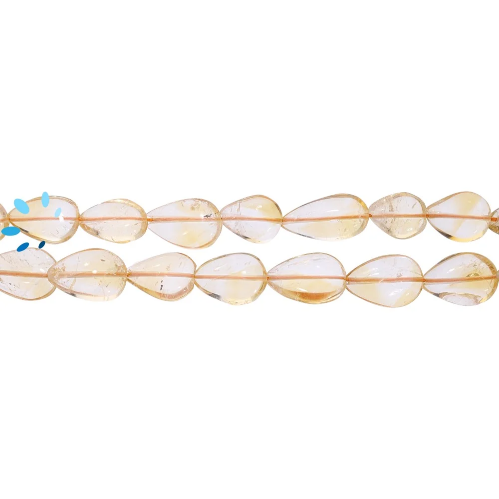 Citrine Smooth Pear Top to Bottom Drilled Beads 10x7 - 12x8mm - 14 Inch Strand