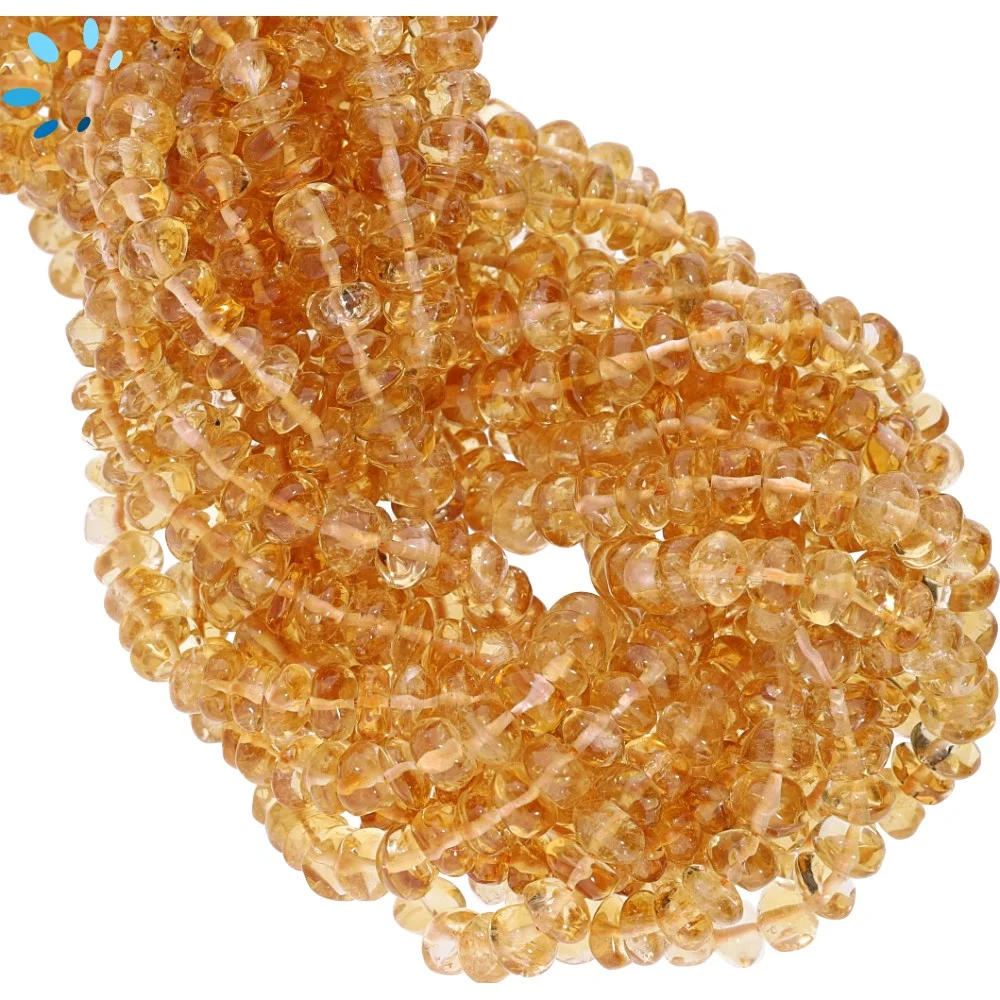 Citrine Smooth Rondelle Beads 5mm - 14 Inch Strand
