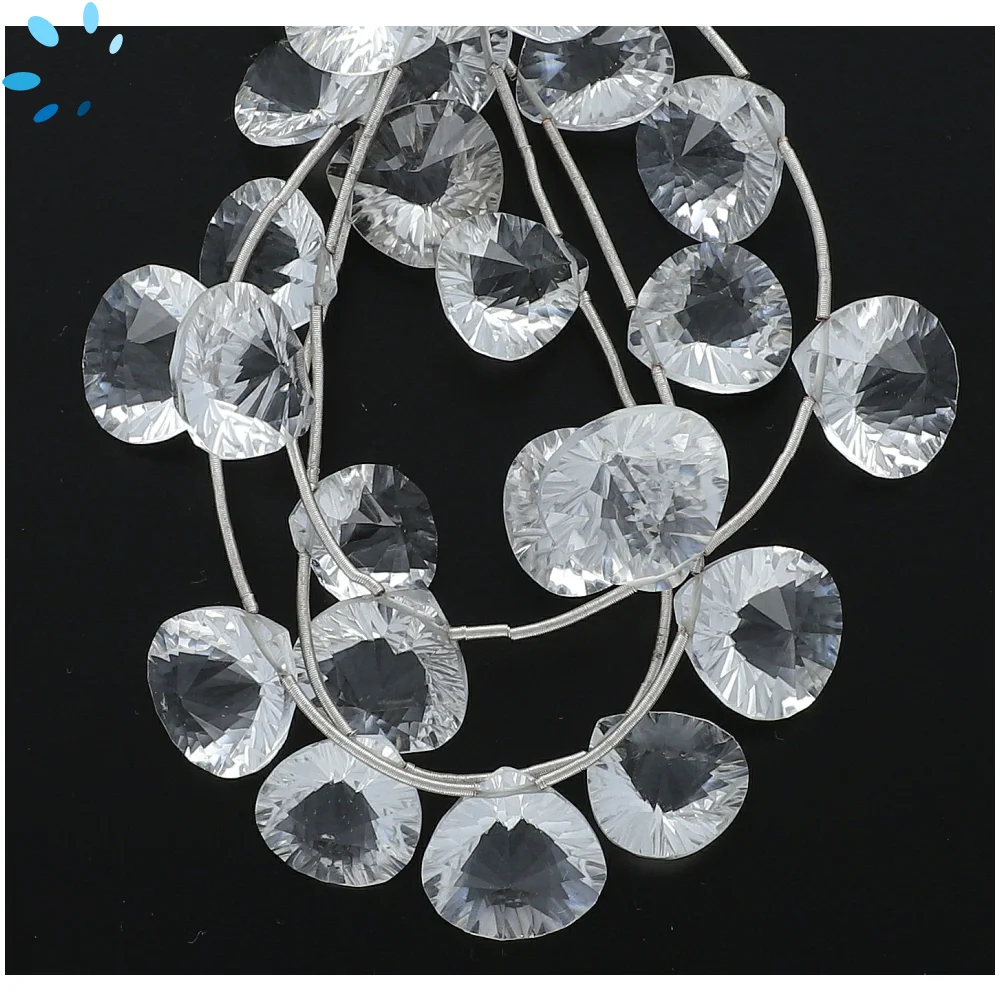 Crystal Quartz Faceted Heart Top Drilled Beads 20-22mm - 8 Inch Strand