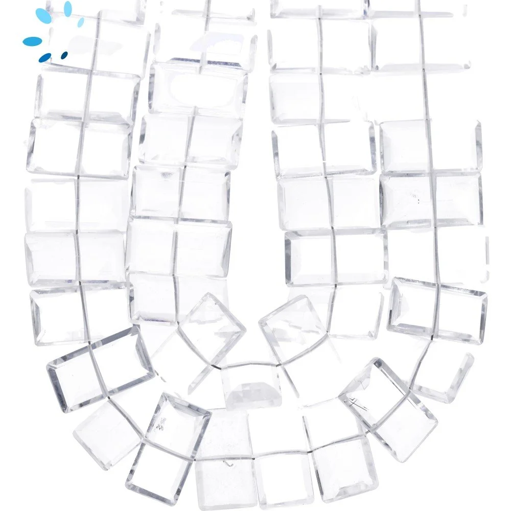 Crystal Quartz Faceted Rectangle Center Drilled Beads 14x7 - 16x9mm - 8 Inch Strand