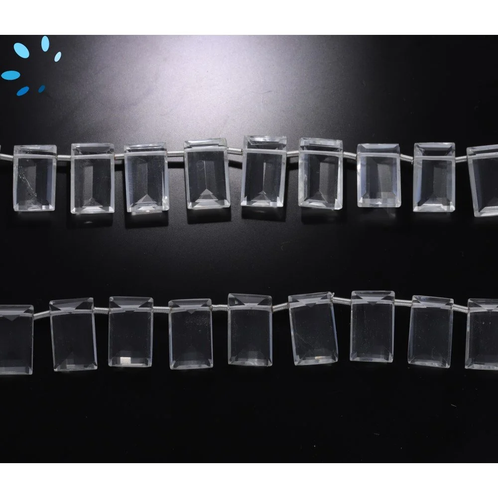 Crystal Quartz Faceted Rectangle Top Drilled Beads 10x6 - 12x7mm - 8 Inch Strand