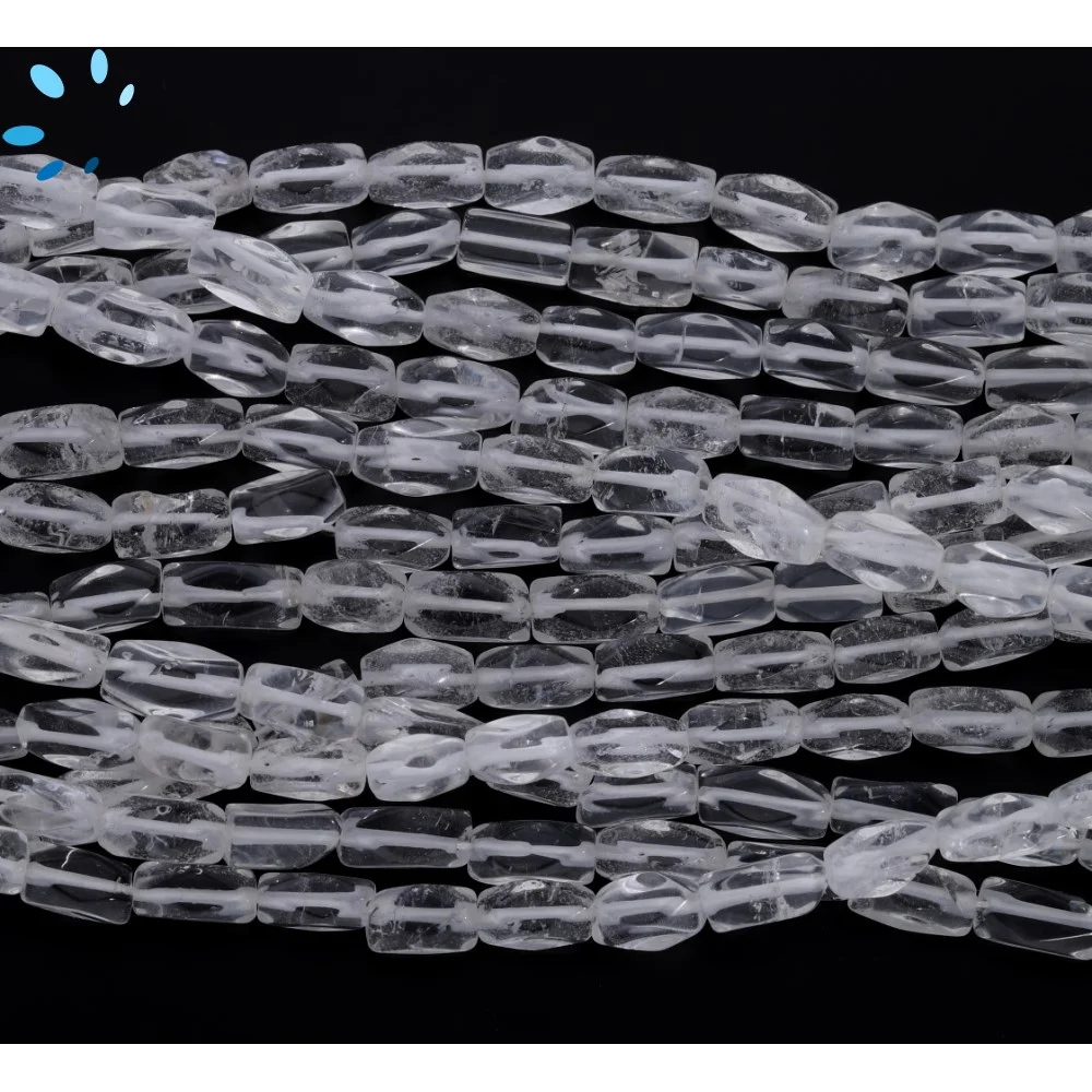 Crystal Quartz Faceted Rectangle Top to Bottom Drilled Beads 7x5mm - 14 Inch Strand