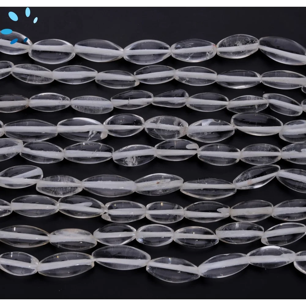 Crystal Quartz Smooth Barrel Top to Bottom Drilled Beads 10x5 - 14x6mm - 14 Inch Strand