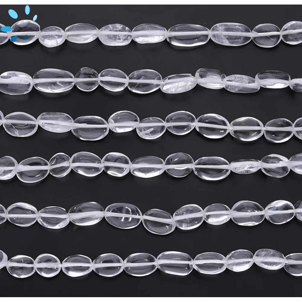 Crystal Quartz Smooth Oval Top to Bottom Drilled Beads 7x5 - 9x7mm - 13 Inch Strand