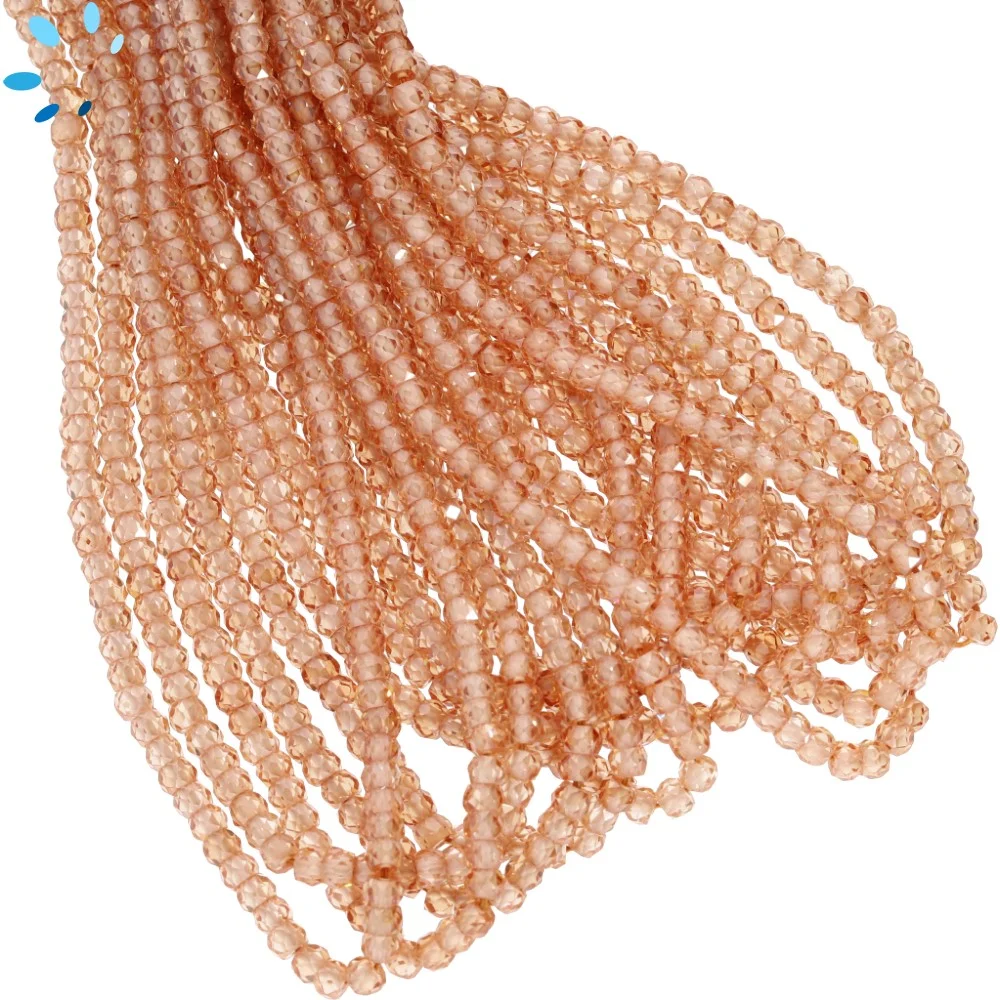 Cubic Zirconia Faceted Button Top to Bottom Drilled Beads 3mm - 14 Inch Strand