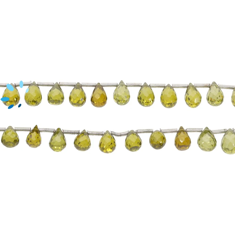 Cubic Zirconia Faceted Teardrop Top Drilled Beads 6x4mm - 8 Inch Strand