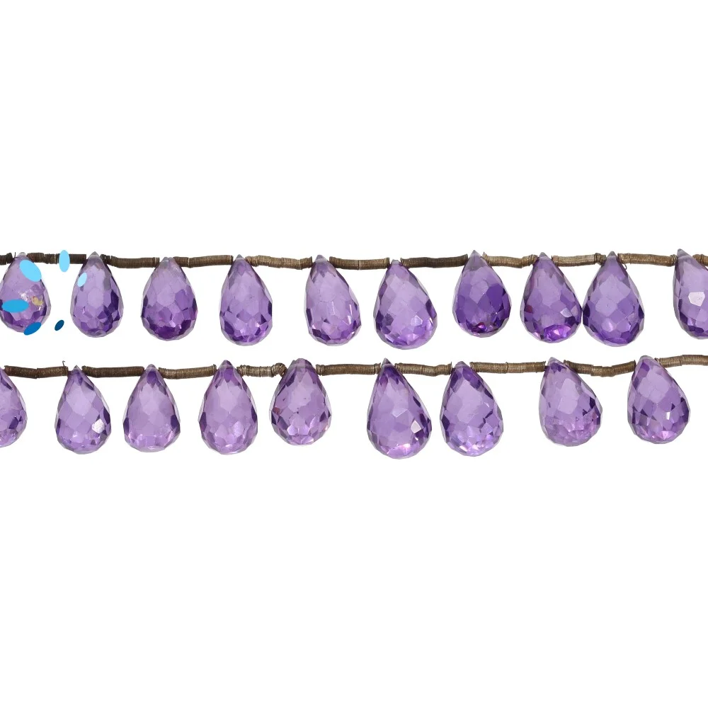 Cubic Zirconia Faceted Teardrop Top Drilled Beads 8x6 - 10x7mm - 8 Inch Strand