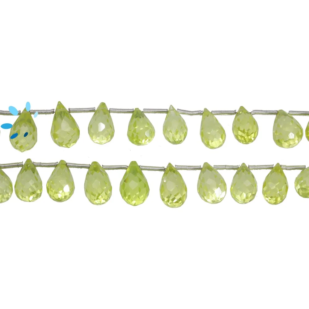 Cubic Zirconia Faceted Teardrop Top Drilled Beads 9x5mm - 8 Inch Strand