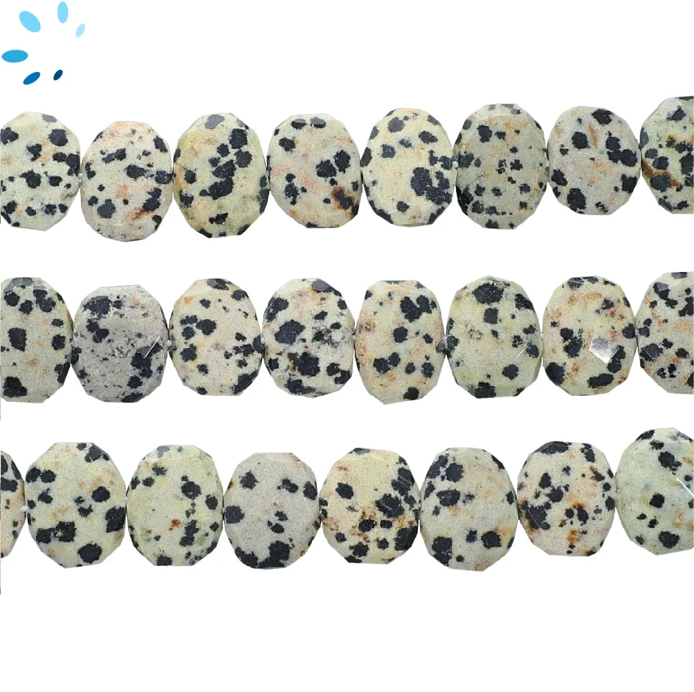 Dalmatian Jasper Faceted Nuggets Center Drilled Beads 13x10 - 15x12mm - 13 Inch Strand