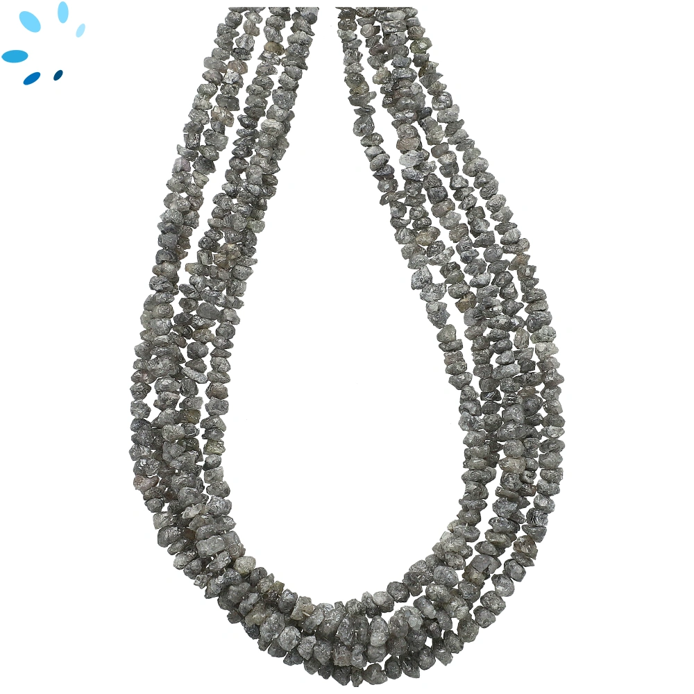 Dark Gray Diamond Raw Center Drillled Nugget Beads 2-4mm - 16 Inch Strand