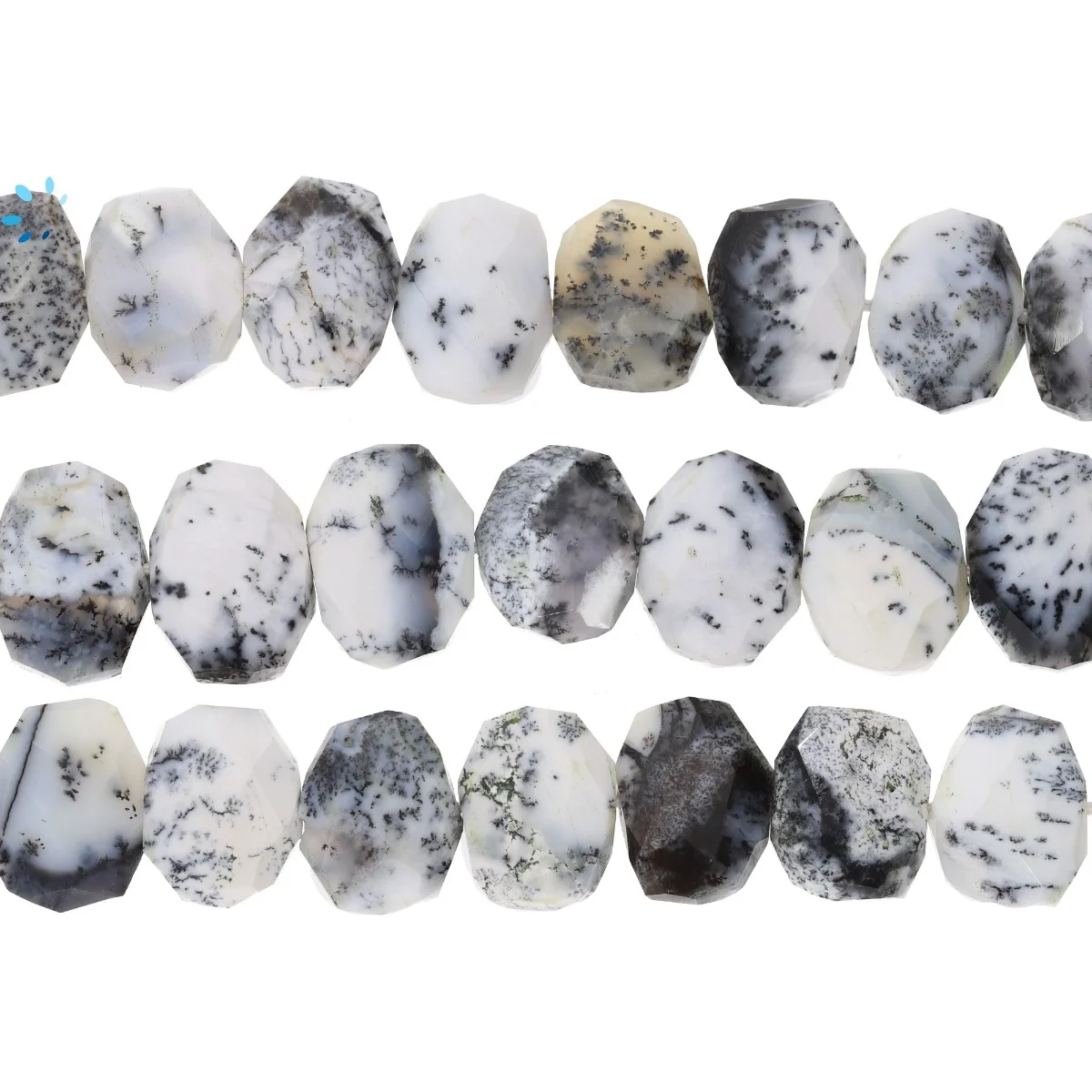 Dendrite Opal Faceted Nuggets Center Drilled Beads 14x10 - 16x12mm - 13 Inch Strand