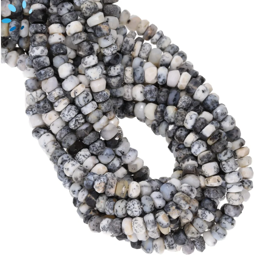 Dendritic Opal Faceted Rondelle Beads 4mm - 13 Inch Strand