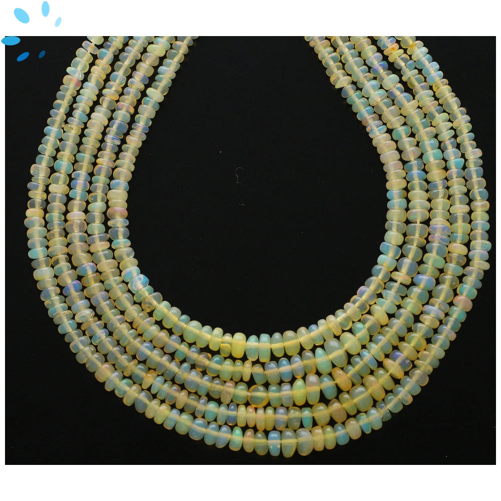 Ethiopian Opal Smooth Button Center Drilled Beads 2.5-5.5mm - 15 Inch Strand
