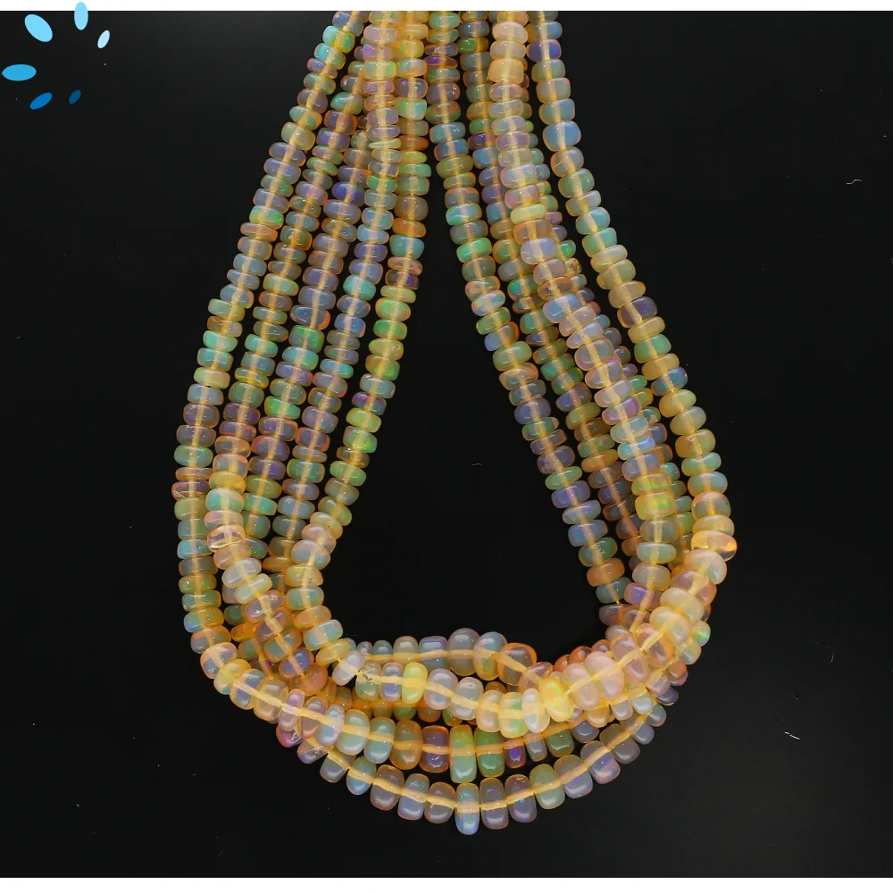 Ethiopian Opal Smooth Button Center Drilled Beads 3.5-7mm - 13 Inch Strand