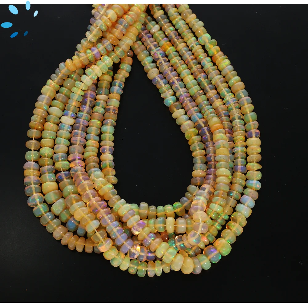 Ethiopian Opal Smooth Rondelle Center Drilled Beads 3mm - 13 Inch Strand