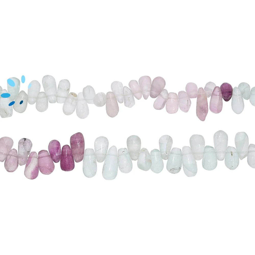Flourite Smooth Drop Top Drilled Beads 7x5 - 9x7mm - 14 Inch Strand