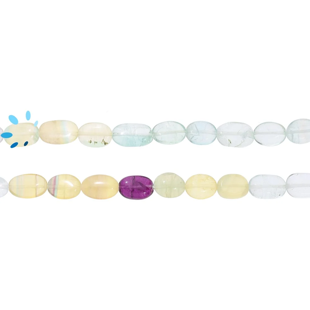 Fluorite Smooth Oval Top to Bottom Drilled Beads 10x7mm - 14 Inch Strand