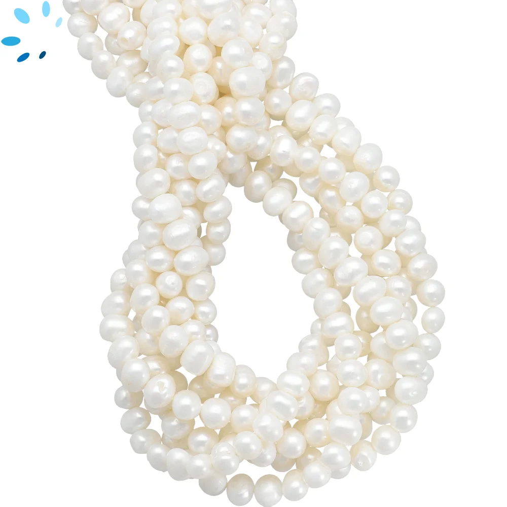 Freshwater Pearl Smooth Potato Center Drilled Beads 7mm - 14 Inch Strand