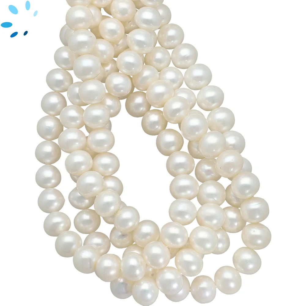 Freshwater Pearl Smooth Round Top to Bottom Drilled Beads 10mm - 14 Inch Strand