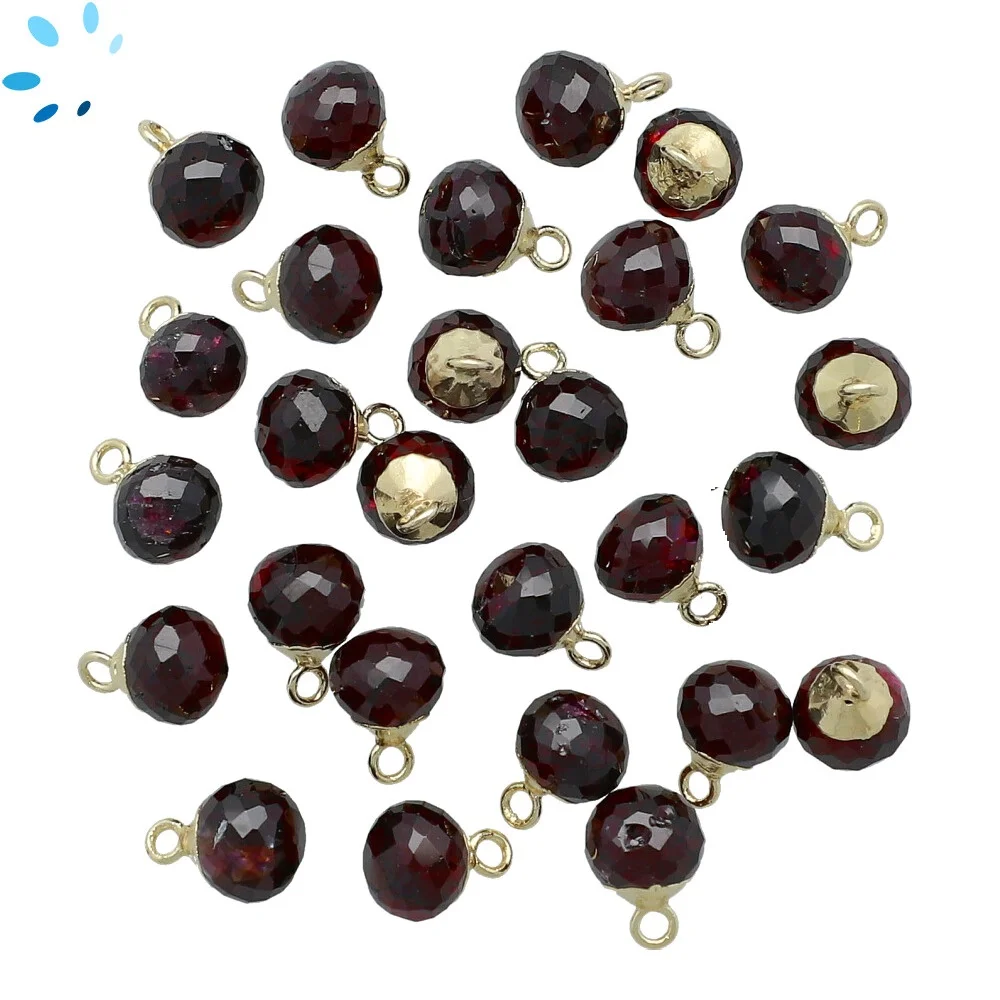 Garnet Berry Charm Pendant 6mm 18k Gold Electroplated - Set of 4