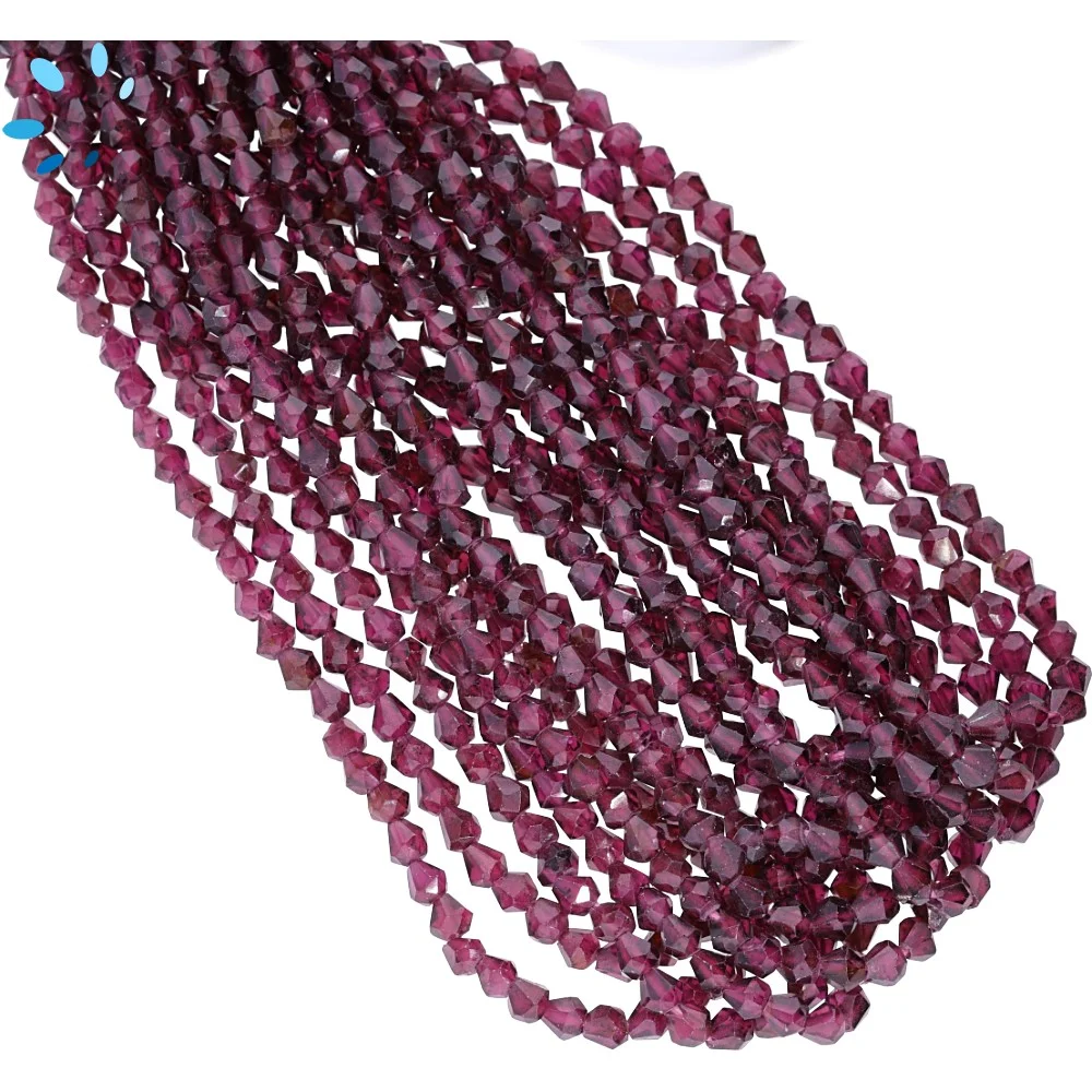 Garnet Faceted Button Top to Bottom Drilled Beads 3.5mm - 14 Inch Strand