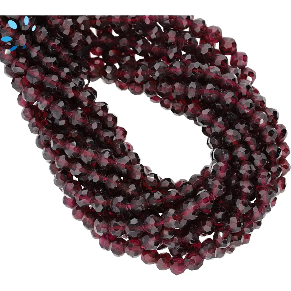 Garnet Faceted Round Top to Bottom Drilled Beads 5mm - 14 Inch Strand
