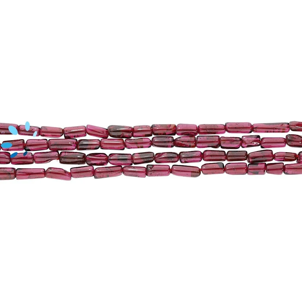 Garnet Smooth Tube Top to Bottom Drilled Beads 6x3mm - 14 Inch Strand