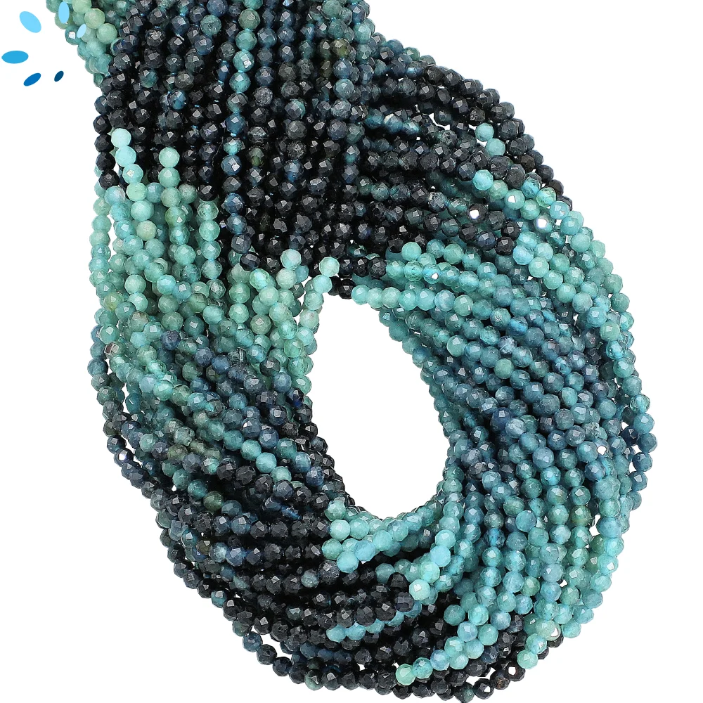Grandidierite Faceted Round Beads 2mm - 13 Inch Strand