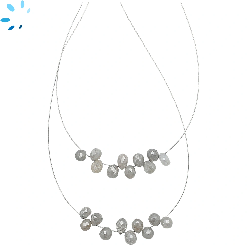 Gray Diamond Faceted Top Drilled Drop Beads 3x3-4x3mm - 1.5 Inch Strand
