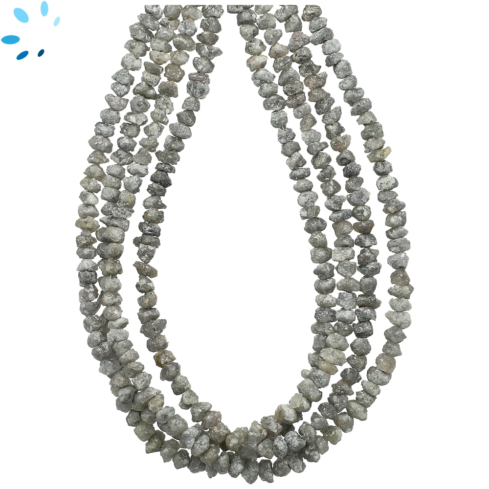Gray Diamond Raw Center Drilled Nugget Beads 3-4mm - 16 Inch Strand