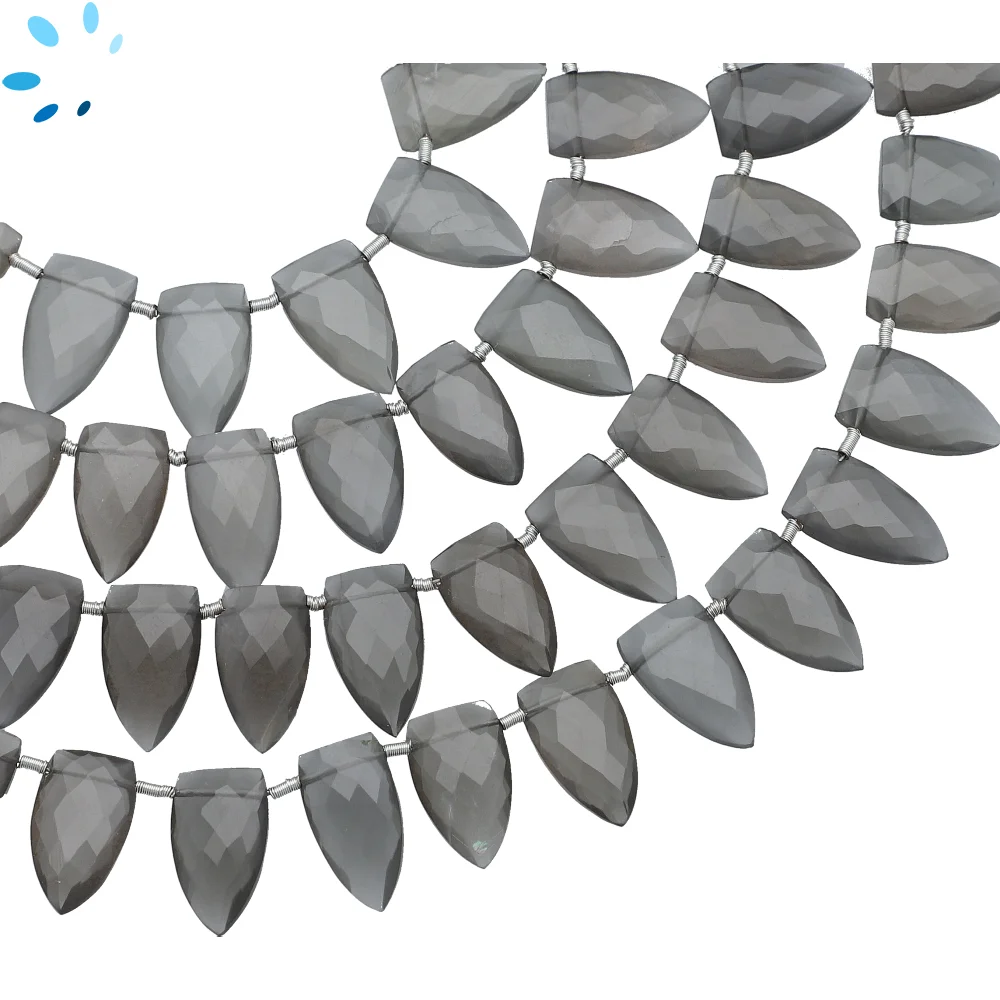 Gray Moonstone Faceted Half Marquise Top Drilled Beads 13x8 - 16x9mm - 8 Inch Strand