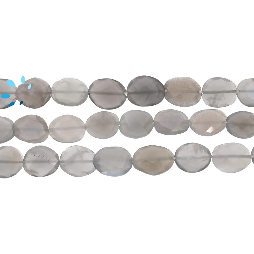 Gray Moonstone Faceted Oval Nuggets Top to Bottom Drilled Beads 10x7 - 12x8mm - 13 Inch Strand