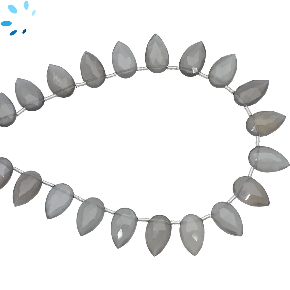 Gray Moonstone Faceted Pear Top Drilled Beads 12x8mm - 8 Inch Strand