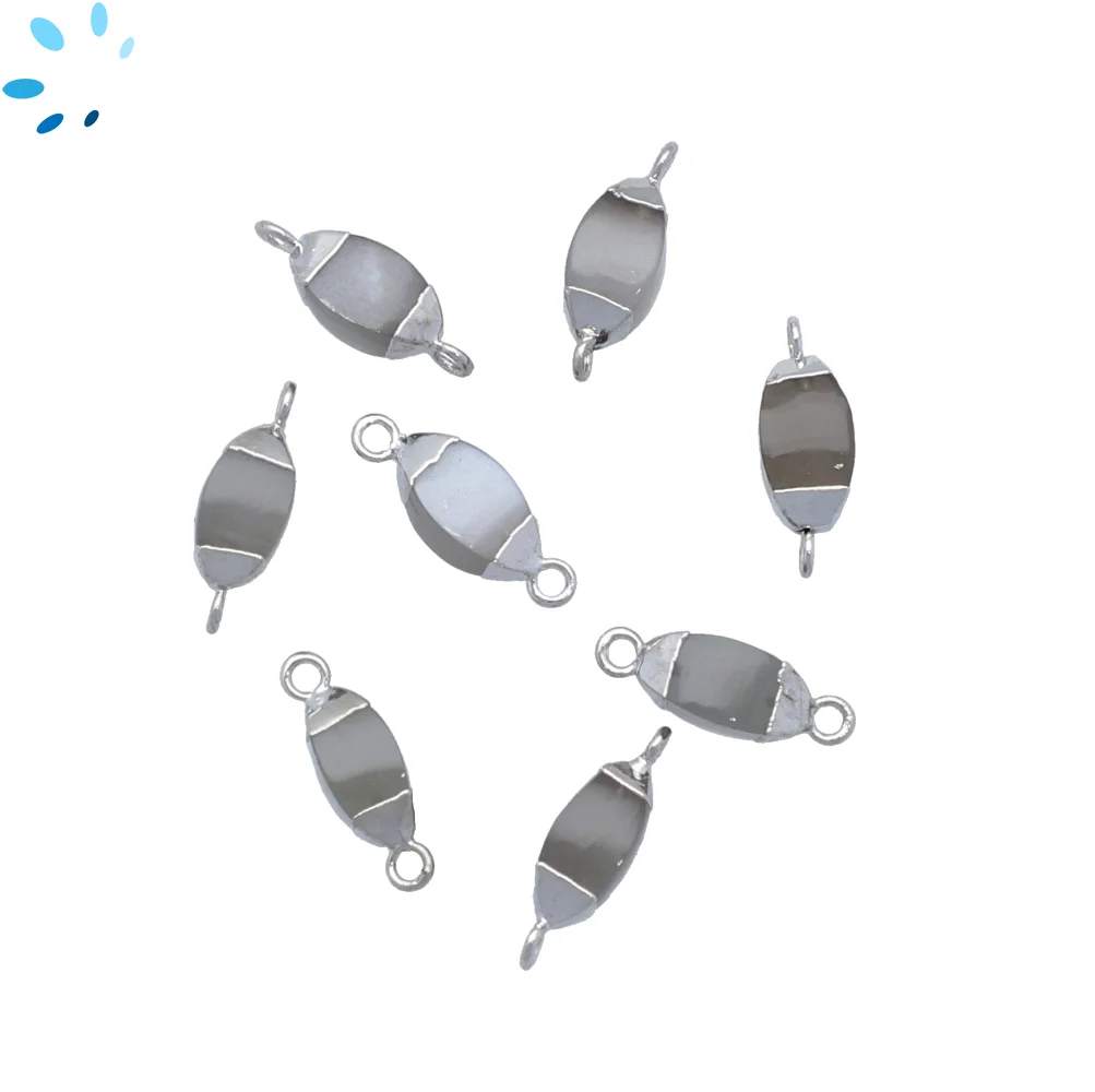 Gray Moonstone Marquise Connector 10x5mm - 14x6mm Platinum Electroplated - Set of 4