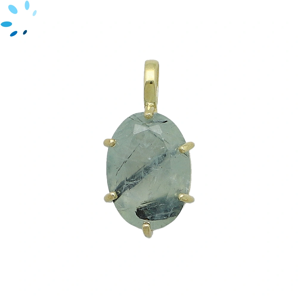 Gray Moonstone Pear Prong-Set Pendant Charm 19x14mm - 18k  Gold Plated Sterling Silver - 1 Piece
