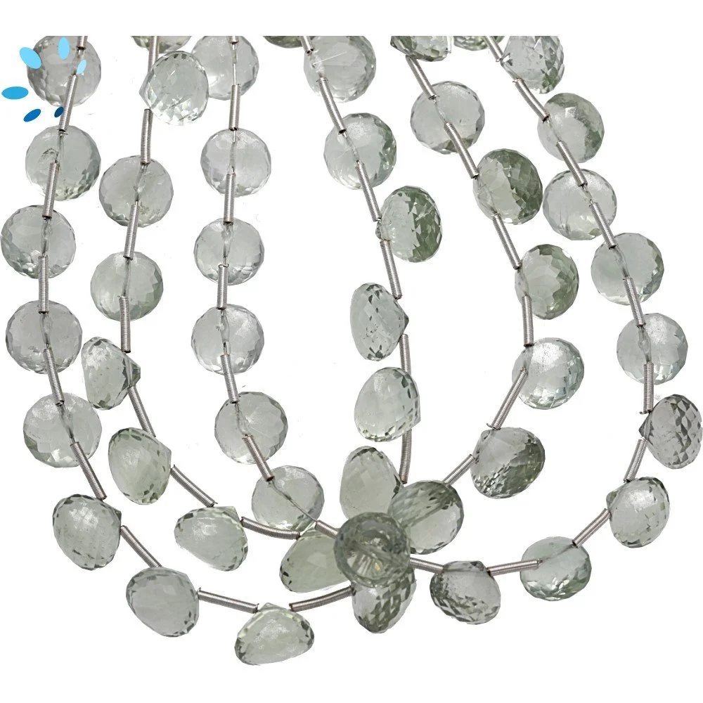 Green Amethyst Faceted Berry Top Drilled Beads 8mm - 8 Inch Strand