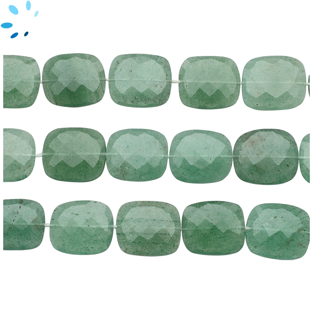 Green Aventurine Faceted Nugget Top to Bottom Drilled Beads  20x17mm - 13 Inch Strand