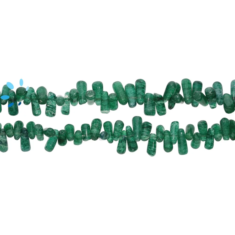 Green Aventurine Smooth Drop Top Drilled Beads 10x7 - 12x8mm - 14 Inch Strand