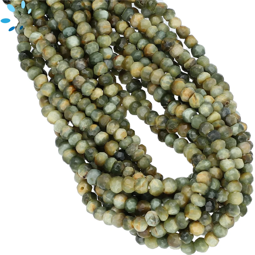 Green Cat's Eye Quartz Faceted Rondelle Top to Bottom Drilled Beads 4mm - 13 Inch Strand