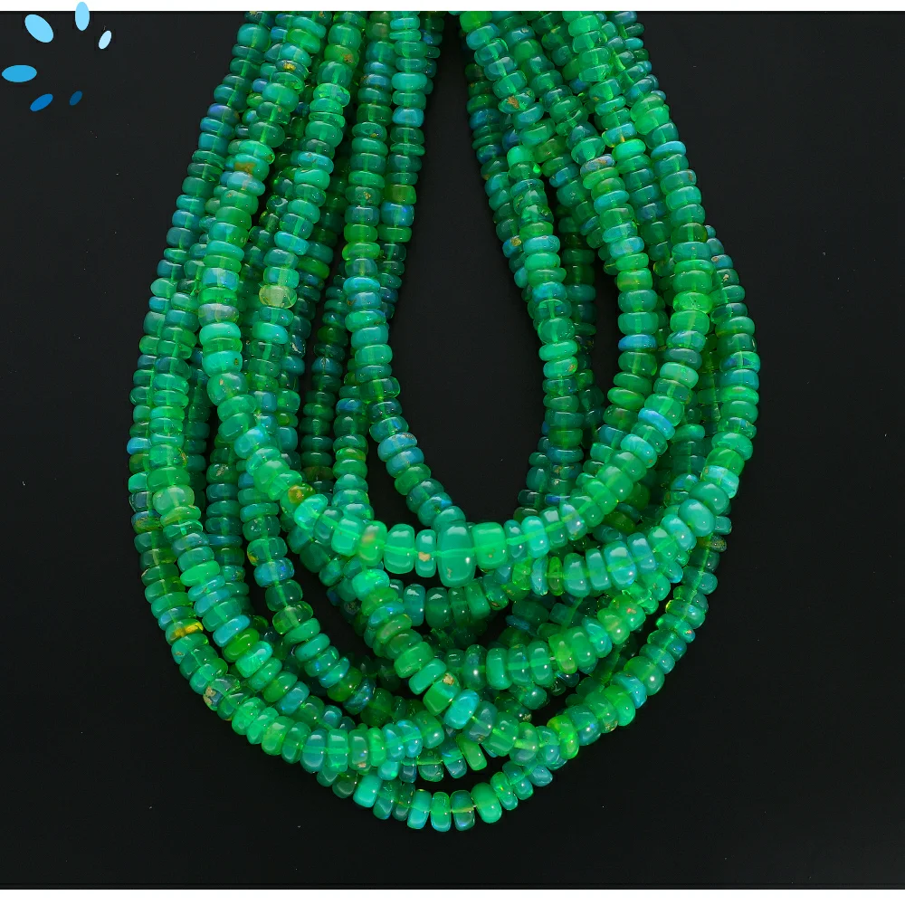 Green Ethiopian Opal Smooth Button Center Drilled Beads 3.5mm - 13 Inch Strand