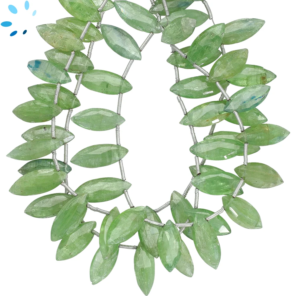 Green Kyanite Faceted Marquise Top Drilled Beads 16x7 - 18x8mm - 8 Inch Strand