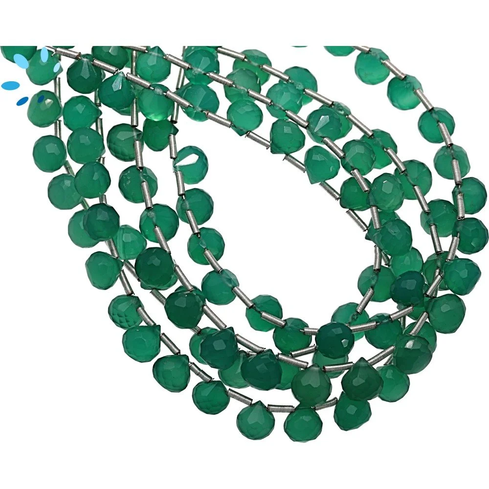 Green Onyx Faceted Berry Top Drilled Beads 6mm - 8 Inch Strand