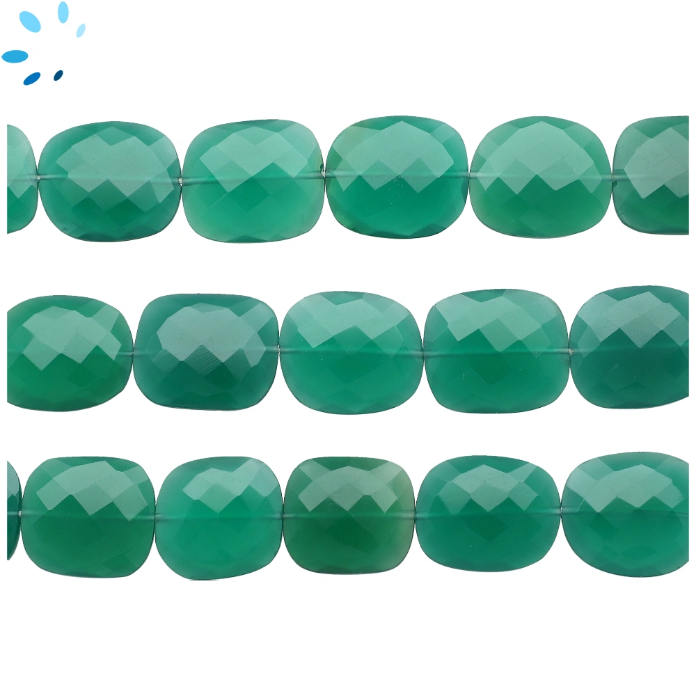 Green Onyx Faceted Nugget Top to Bottom Drilled Beads 20x17mm - 13 Inch Strand