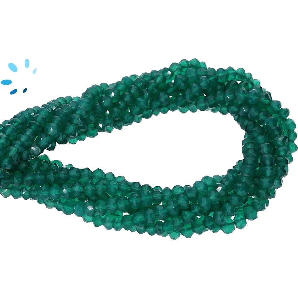 Green Onyx Faceted Rondelle Beads 3mm - 14 Inch Strand