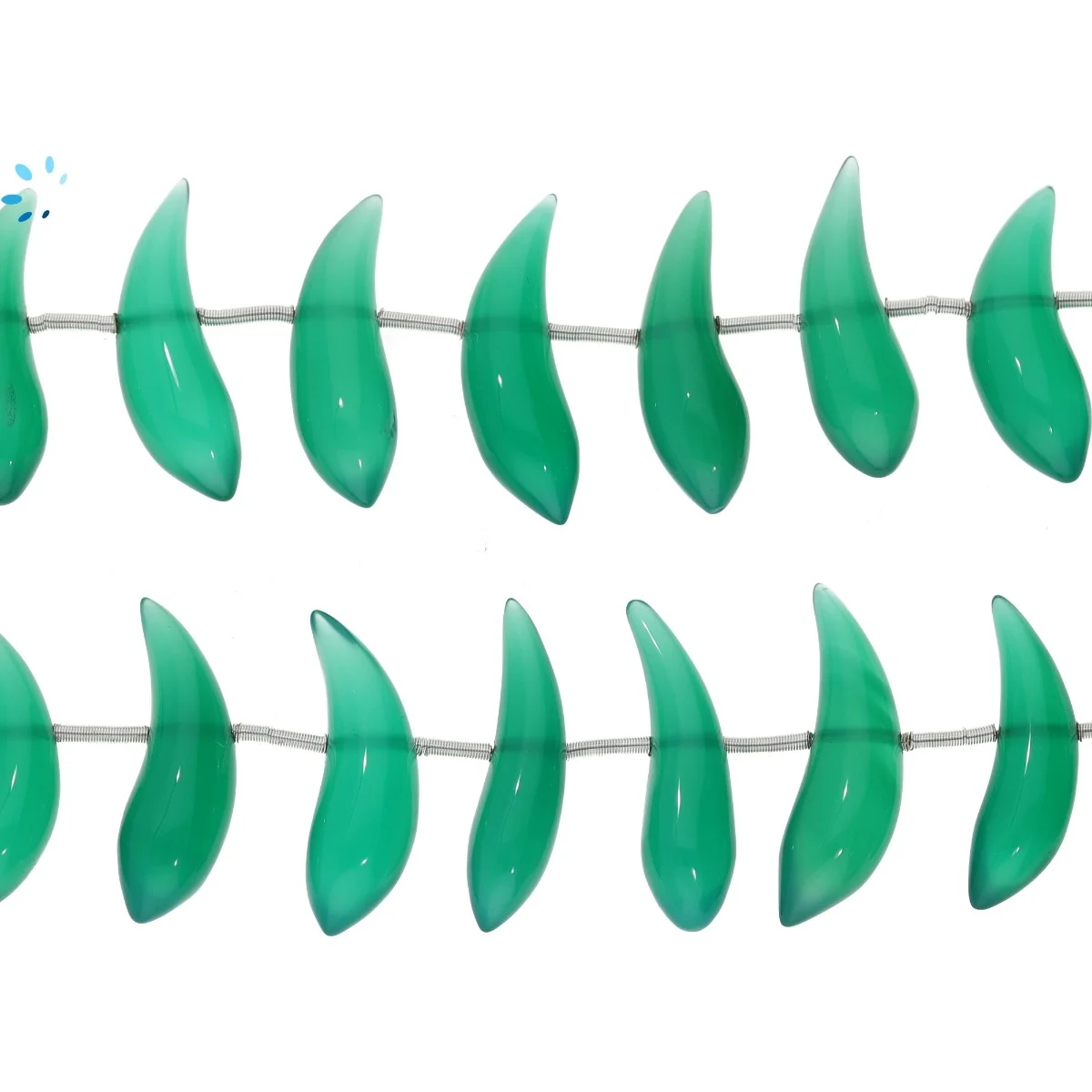 Green Onyx Smooth Fancy Shape Center Drilled Beads 19x8mm - 8 Inch Strand