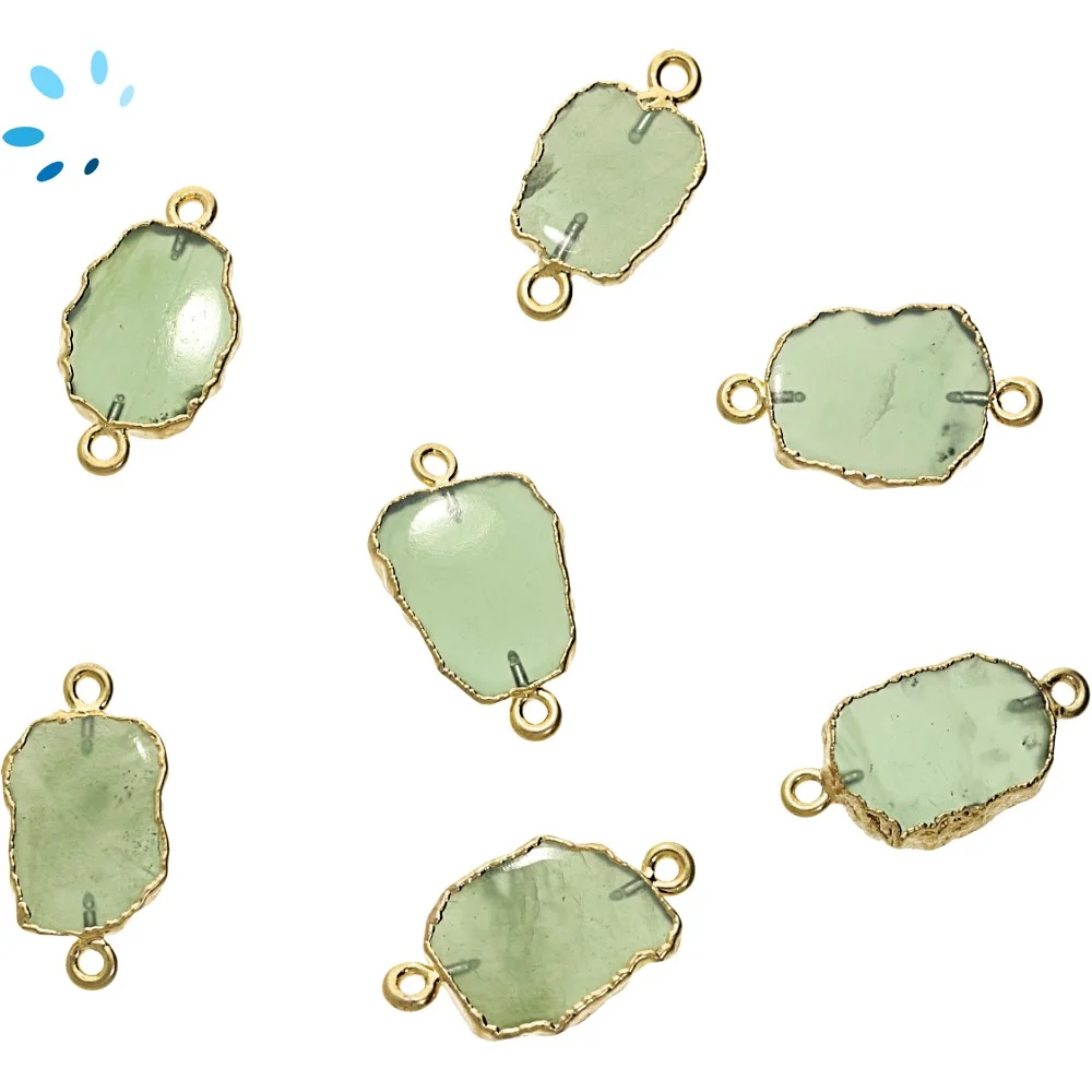 Green Serpentine Slice Connector 12x10 - 14x12mm 18k Gold Electroplated - Set of 4