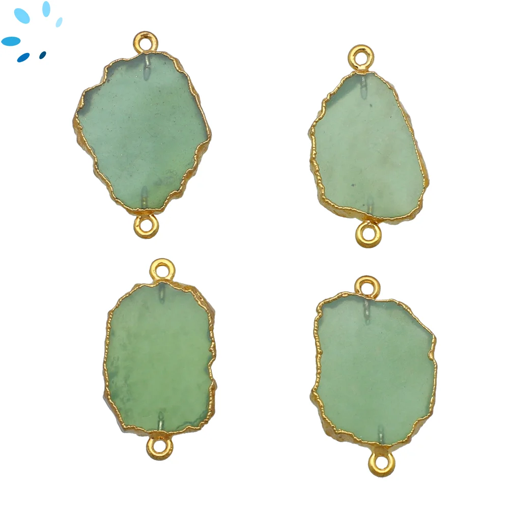 Green Serpentine Slice Connector 18x14 - 20x15mm 18kGold Electroplated - Set of 4