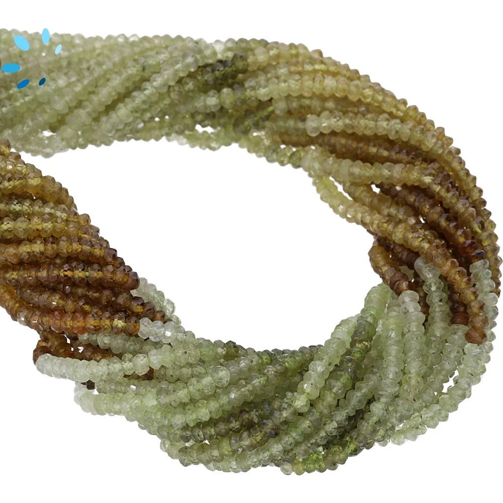 Grossular Garnet Faceted Rondelle Center Drilled Beads 3mm - 13 Inch Strand